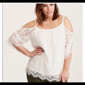 Lace cold shoulder blouse
